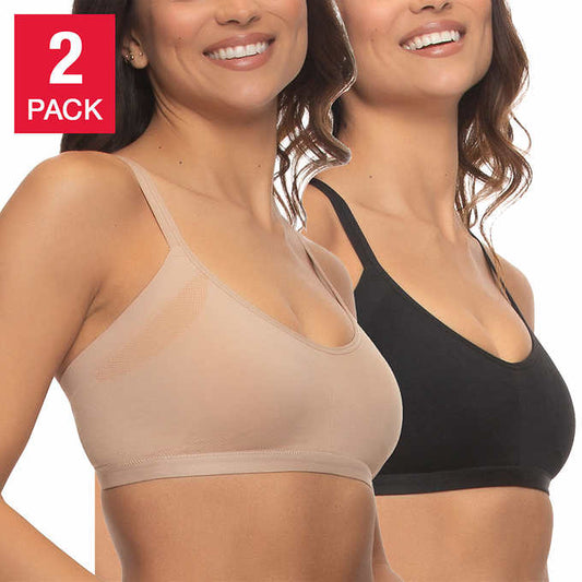 Felina Ladies' Size Small, Side Smoothing Bra, 2-pack, (1) Black (1) Nude, Customer return