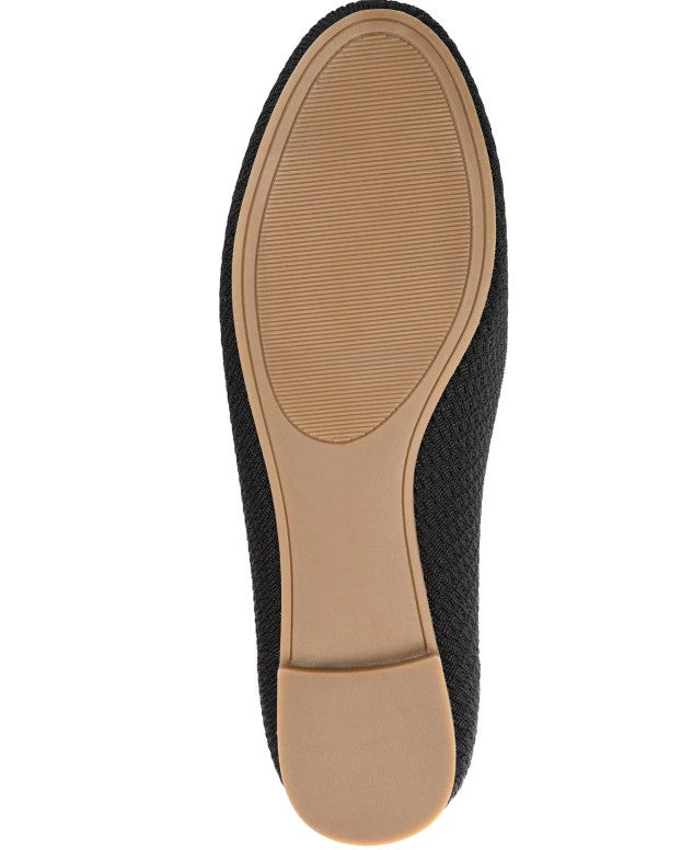 Journee Collection Womens Size 8.5 W, Maryann Knit Round Toe Ballet Flats, Black