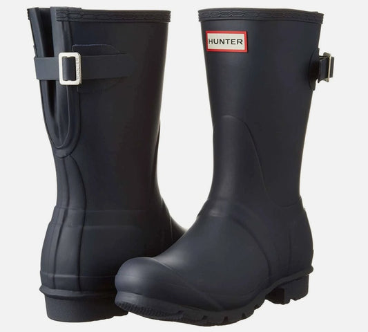 Hunter Ladies' Size 10, Original Short Back Adjustable Rain Boots, Navy, Grade B