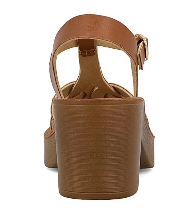 Mia Girl Women's Size 9.5, Dorian Block Heeled Strappy Sandals, Brown