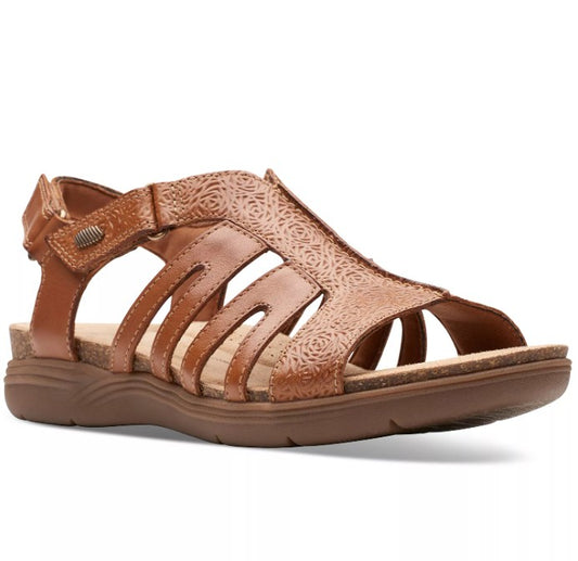 Clarks Women's Size 9 M, April Belle Strappy Sandals, Tan Leather (NO BOX)