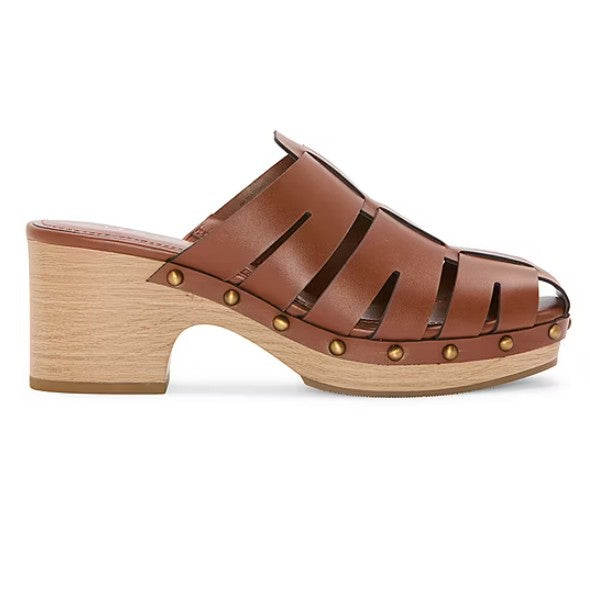 a.n.a Women's Size 8 M, Fernberg Low Block Heel Faux Leather Clogs, Cognac