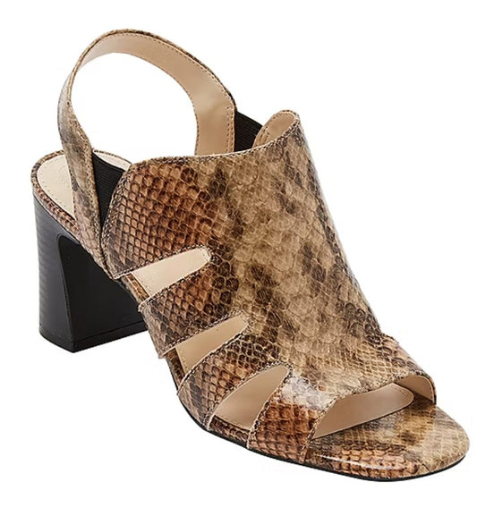 Liz Claiborne Women Size 7, Gillroy Block Heeled Sandals, Snake