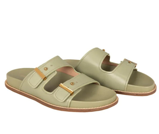Cole Haan Women's Size 7 B Marisol Footbed Sandals, Oil Green Leather