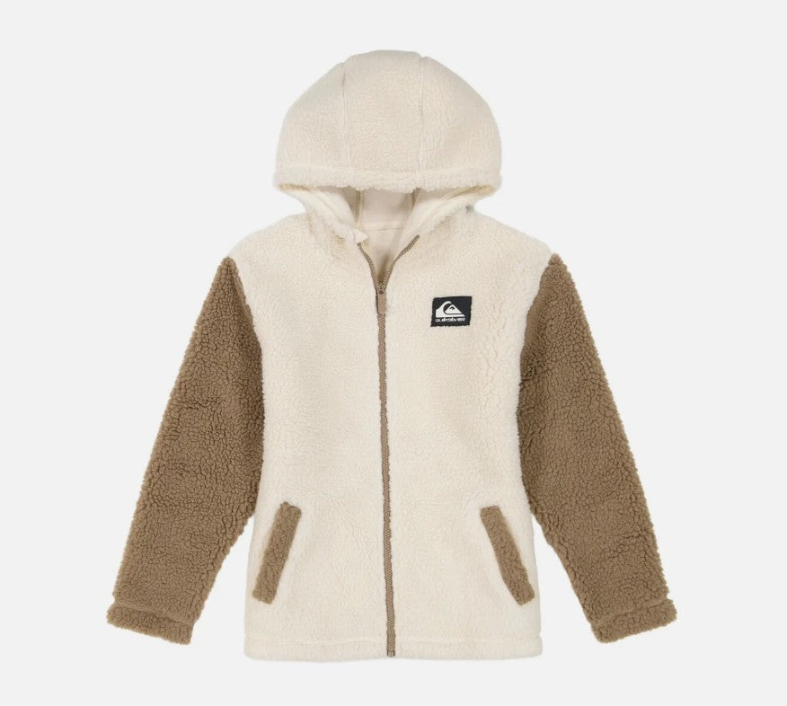 Quiksilver Youth Boy's Size Small (7/8) Hooded Sherpa Jacket, Beige, Grade A