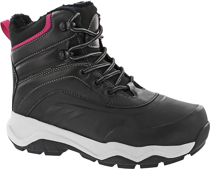 Khombu Riley Women's Size 6 Shell Lace-up Hiking Boot Cushioned Footbed, Black, New Ships Without Box