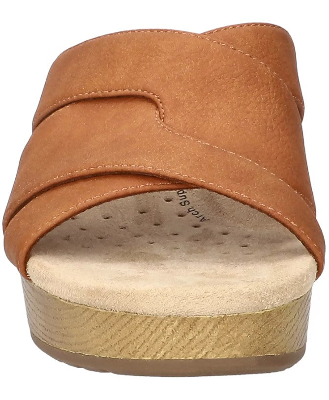 Easy Works by Easy Street Women's 8 WW, Ren Slip-Resistant Sandals, Tan