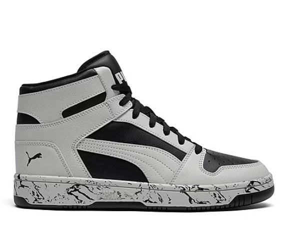 PUMA Men's Size 9.5, Rebound Layup High-Top Athletic Shoes, Marble Black/Gray