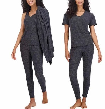 Live 2 Lounge Ladies' Size Small (4-6) 4-pc Essentials Lounge Set, Gray Charcoal