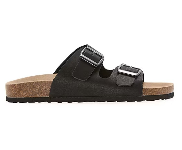 Arizona Jean Co Fireside Women's Size 6, Footbed Buckle Slide Sandals, Black