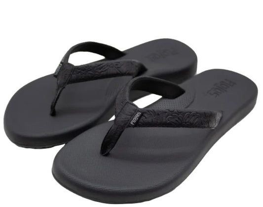 Flojos Women's Size 8 Flip Flops Sandals, Black Artisan, Grade A