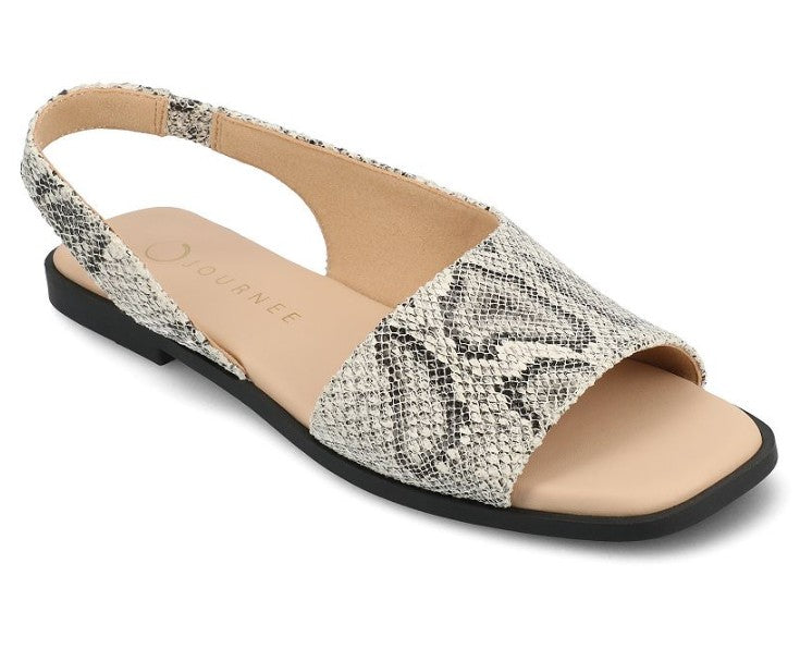 Journee Women's Size 10 Wide, Brinsley Sling Back Flat Sandals, Snake