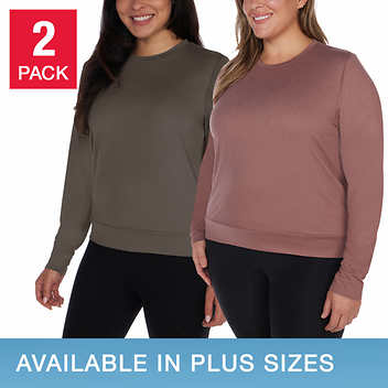 Lukka Lux Ladies' Size X-Large Long Sleeve Active Top, 2-pk Oregano/Terracotta, Customer Return