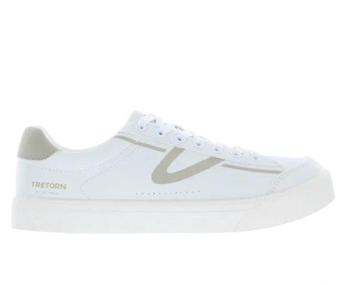 Tretorn Ladies' Size 8.5, Hopper Lace-Up Sneakers Shoes, White & Grey, Grade A