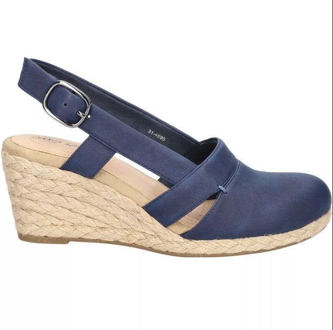 Easy Street Women's Size 9, Stargaze Espadrille Slingback Wedge Shoes, Navy
