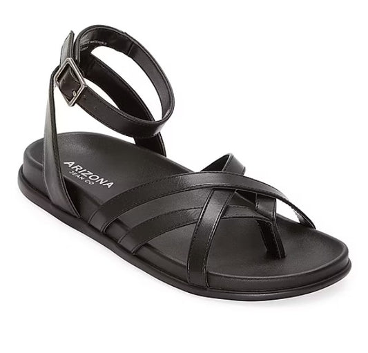 Arizona Jean Co Women Size 9, Hollin Ankle Strap Footbed Sandals, Black, Grade A