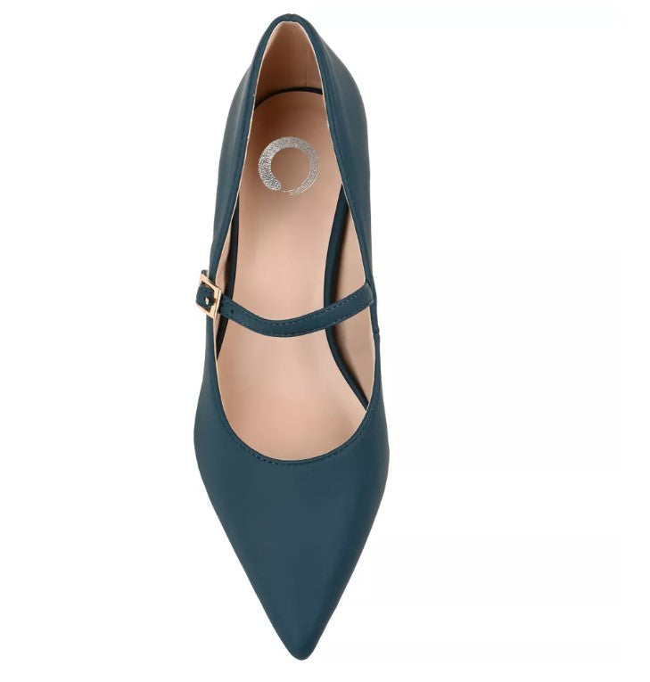 Journee Collection Women's Size 8.5, Manza Kitten Heel Mary Jane Pumps, Navy