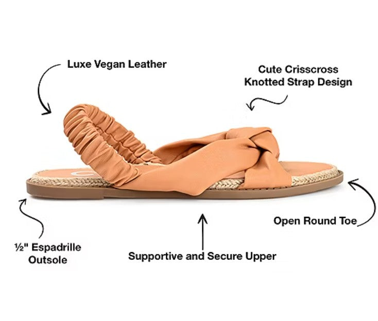 Journee Women's Size 7, Kiandra Espadrille Flat Slingback Sandals, Tan