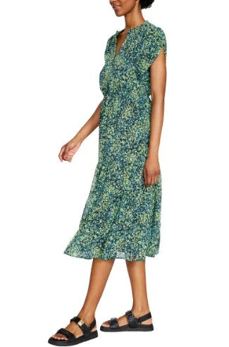 Steve Madden Ladies' Size Medium (8-10) Tiered Midi Dress, Blue Floral