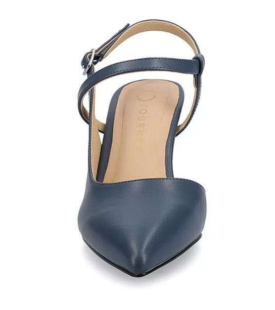 Journee Women's Size 6.5 M, Scipio Pointed Toe Stiletto Heel Pumps, Navy