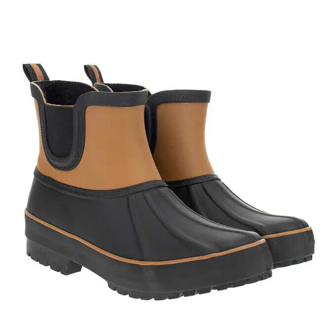 Chooka Ladies Size 8 Chelsea Rain Duck Boot, Brown - Black, Customer Return