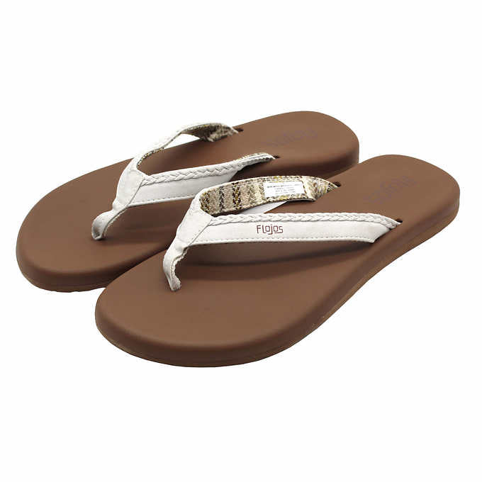 Flojos Ladies's Size 7, Maddy Flip Flop Sandal, Ivory-Tan, Customer Return