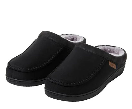 Dearfoams Mens Size Medium (9-10) Indoor/Outdoor Slipper, Black Customer Return