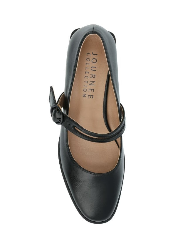 Journee Collection Savvi Women's Size 8, Mary Jane Block Heel Pumps, Black