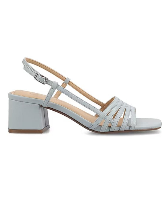 Journee Collection Women Size 7W, Shayana Slingback Block Heel Sandals, Blue