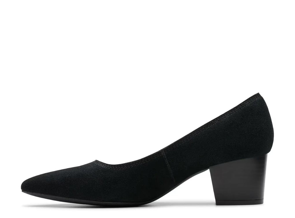 Clarks Women's Size 7.5 Wide, Ellanie Hope Comfort Pumps, Black Suede