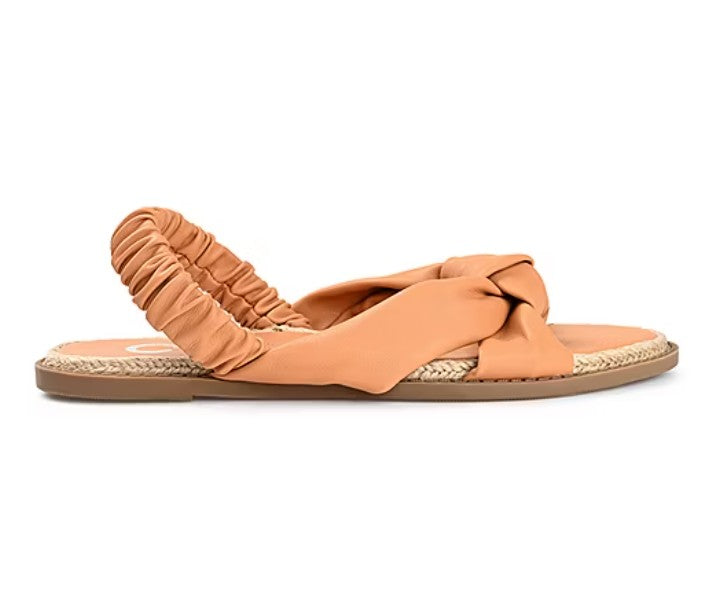 Journee Women's Size 7, Kiandra Espadrille Flat Slingback Sandals, Tan