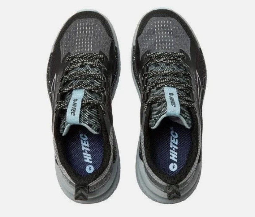 Hi-Tec Women's Size 7.5, Lace-up Trail Shoes Sneakers, Black/Microchip, Grade B