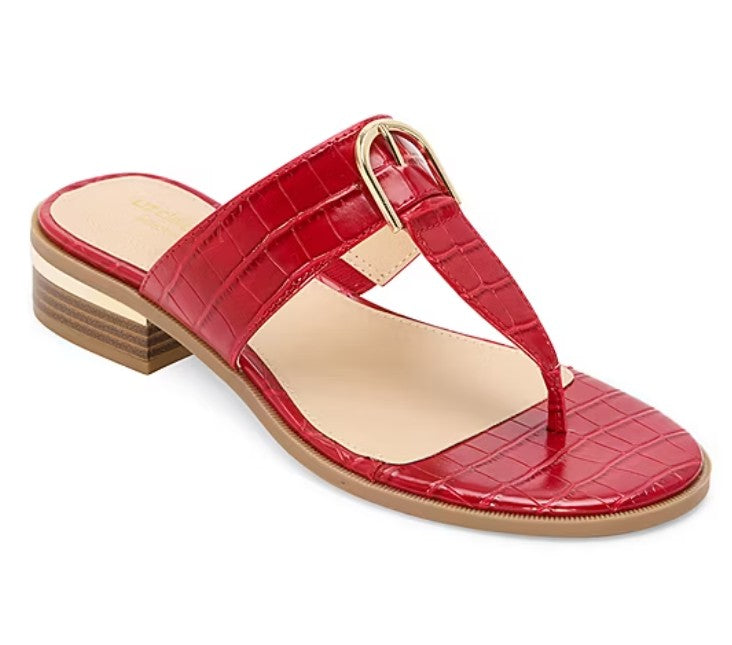 Liz Claiborne Women's Size 7.5 M, April Low Split Toe Sandals, Red