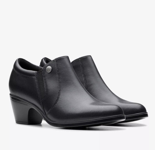 Clarks Women Size 8, Emily 2 Reyna Ankle Booties, Black Leather, New (NO BOX)