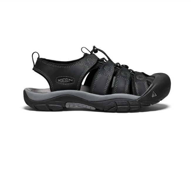 KEEN Men's Size 9 Newport Leather Sandal, Black/Steel Grey, New in Box