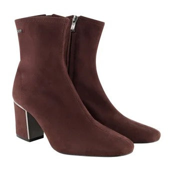 DKNY Ladies' Size 6 Stretch Bootie Block Heel Boots, Espresso (Brown)