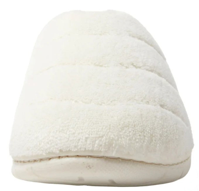 Dearfoams Women's Size Medium (7/8) Indoor/Outdoor Slippers, Cream, Grade B
