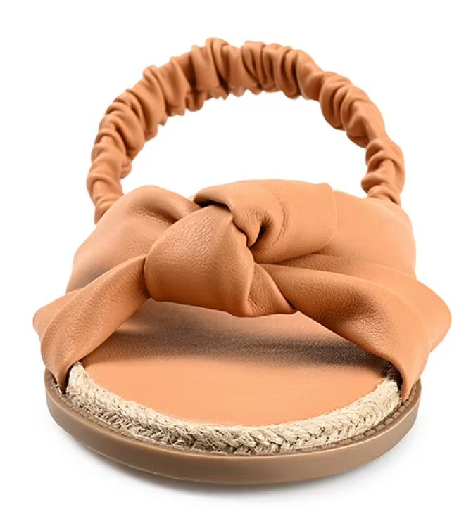 Journee Women's Size 7, Kiandra Espadrille Flat Slingback Sandals, Tan