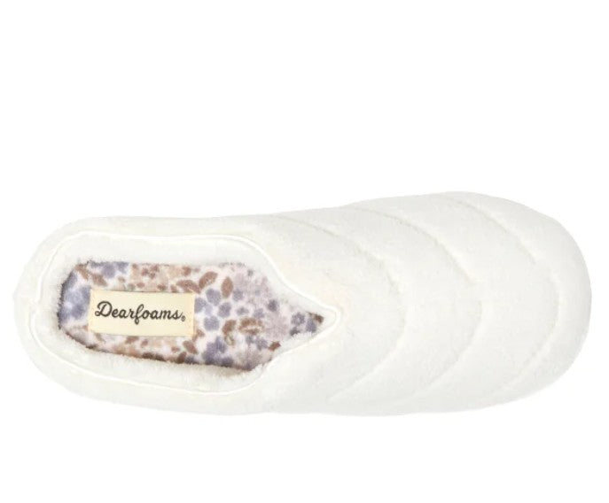 Dearfoams Women's Size Medium (7/8) Indoor/Outdoor Slippers, Cream, Grade B