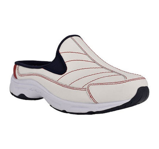 Easy Spirit Hotrace Women's Size 5.5, Slip on Clogs Mules Sneakers, White Cherry