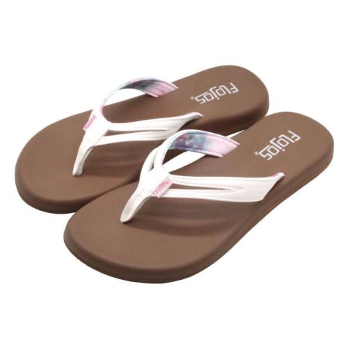 Flojos Women's Size 9, Margo Flip Flop Sandal, White Tie Dye Pink, Grade A