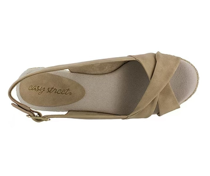 Easy Street Women's Size 6.5, Maureen Espadrille Wedge Sandals, Beige, Grade A