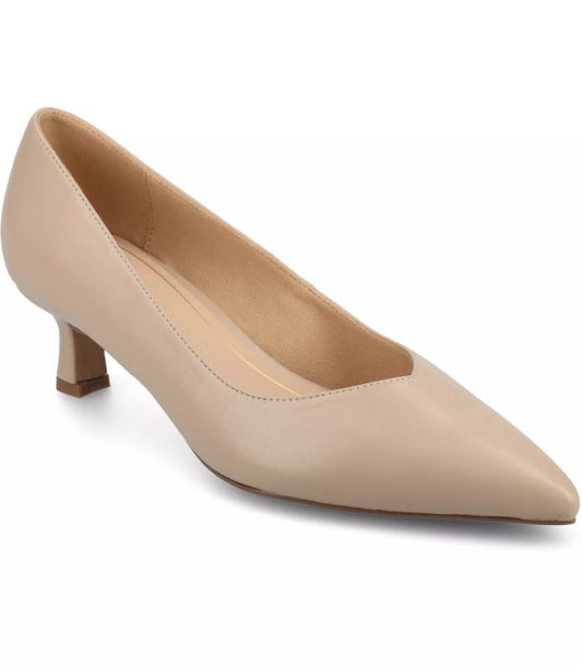 Journee Women's Size 7.5 M, Pammie Pointed Toe Kitten Heel Dress Pumps, Taupe