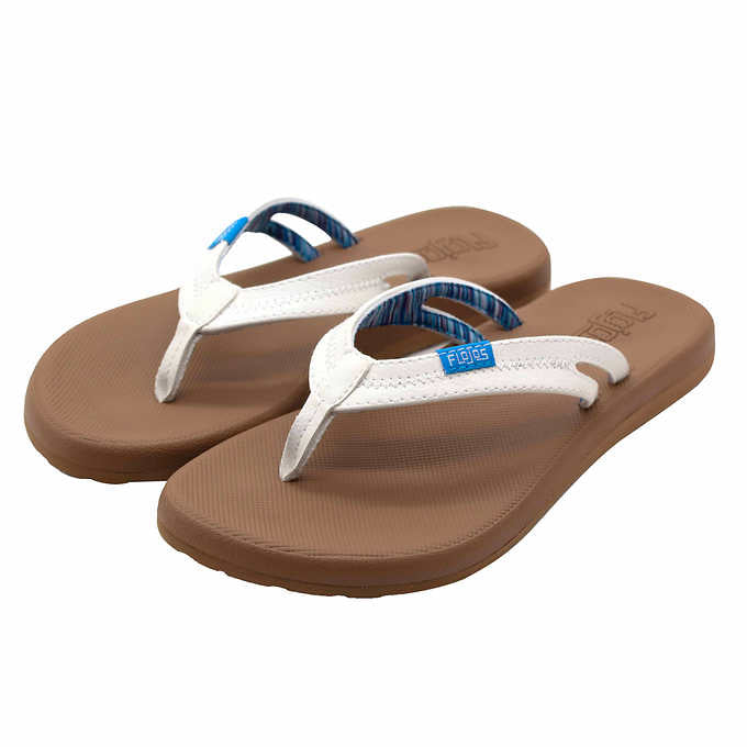 Flojos Ladies Size 9 Flip Flops Sandals Thongs, White, Customer Return