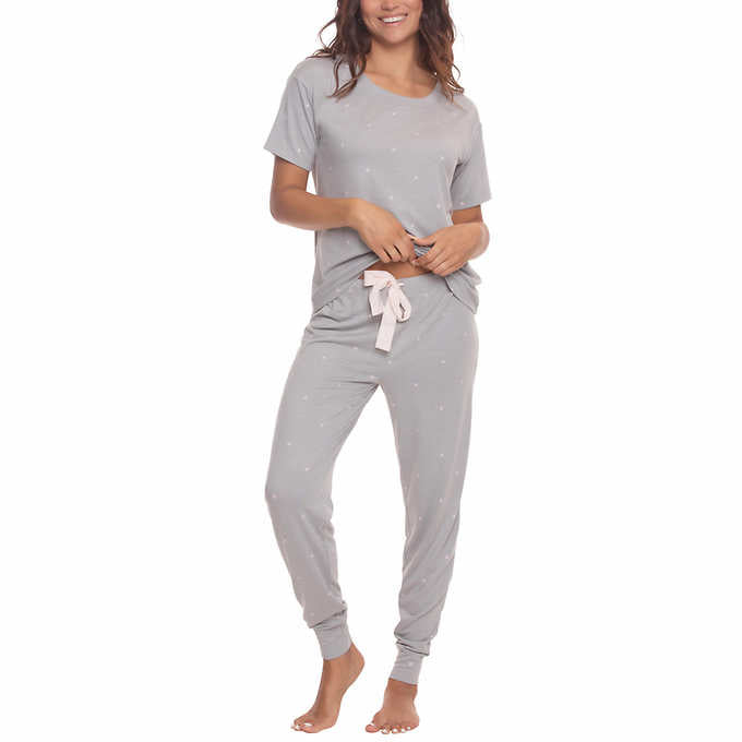 Felina Ladies' Size Large, 3-piece Lounge Set, Gray Stars, Customer Return