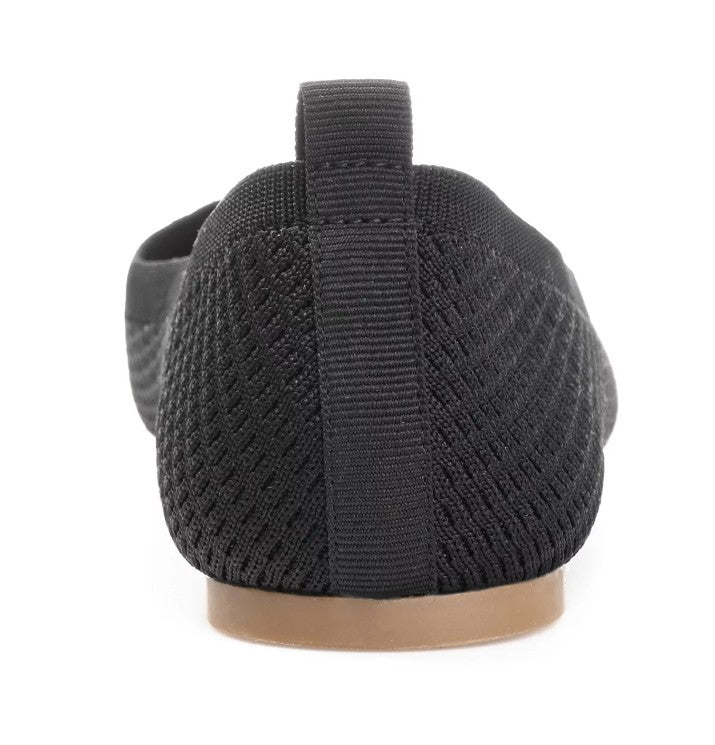 Journee Collection Womens Size 8.5 W, Maryann Knit Round Toe Ballet Flats, Black