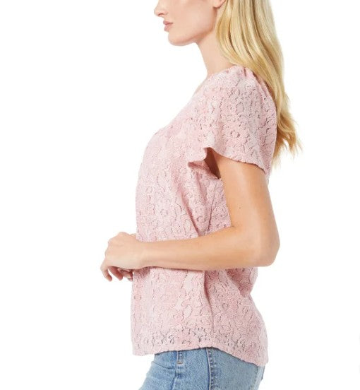 Cupio Ladies' Size Small (2-4) Soft Lined Lace Top, Pink