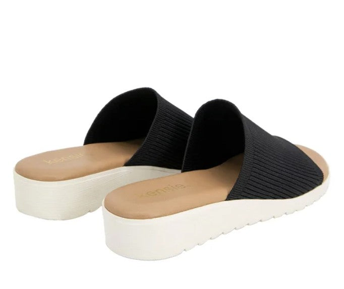 Kensie Women's Size 7, Knit Slip On Sandals, Black, Grade A
