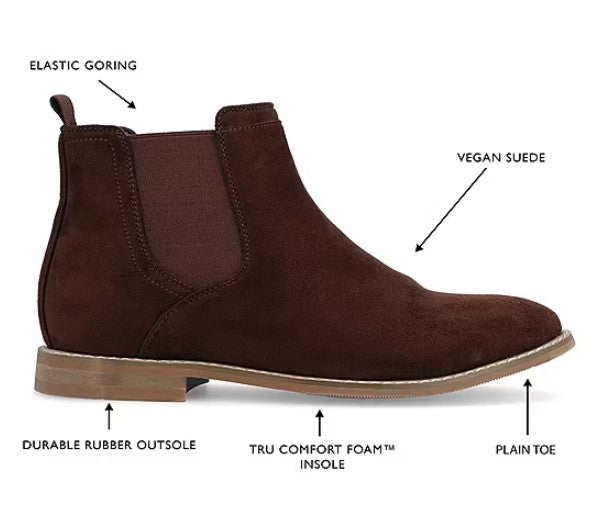 Vance Co Men's Size 9 Wide, Marshall Pull-on Ankle Chelsea Boots, Brown