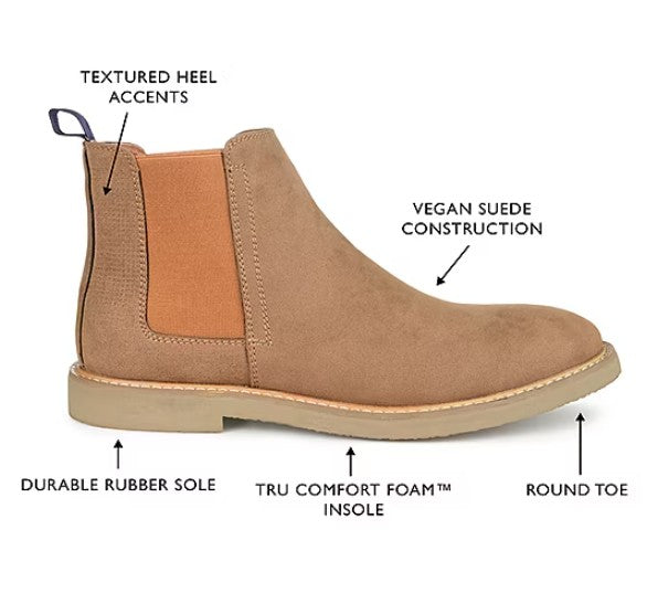 Vance Co Men's Size 10.5, Marshon Tru Comfort Pull-on Ankle Chelsea Boots, Tan